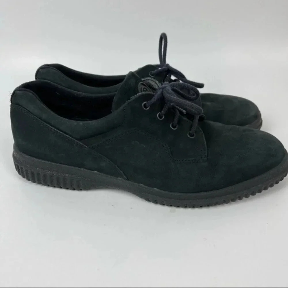 ECCO Soft Black Suede Lace Up Sneakers Sz 41 - Picture 2 of 7